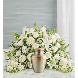 Crescent Cremation Arrangement- All White Large | 1-800-Flowers Occasions Delivery