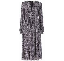 MICHAEL Michael Kors Women's Cheetah Pleated Midi-Dress - Black White - Size Large