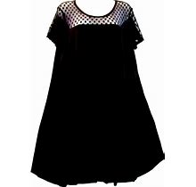 NINA Leonard Black Lace Knit Stretch Dress L New Tag