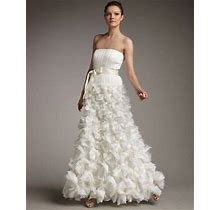 Tadashi Shoji Strapless Flutter-Skirt Dress Gown Size 14 $840 Wedding