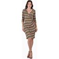 Women's 24Seven Comfort Apparel Geometric Print Knee Length Faux Wrap Dress