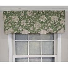 RL Fisher Basanti Floral Scalloped 50" Window Valance - Valances & Tiers In Green | P110032023_498908861 | Perigold