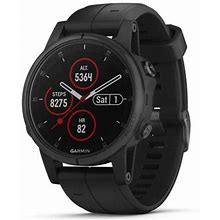 Garmin Fenix 5 Plus, Premium Multisport GPS Smartwatch, Features Color Topo Maps, Heart Rate Monitoring, Music And Contactless Payment, Black With Bla