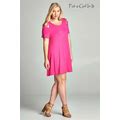 Plus Size Womens Pink Cutout Criss Cross Cold Shoulder Tunic Dress 1X