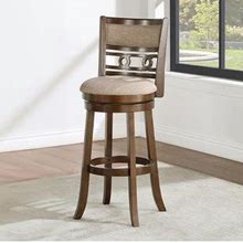 New Classic Furniture Gia 29 in. Cherry Wood Swivel Bar Stool With Brown Fabric Seat