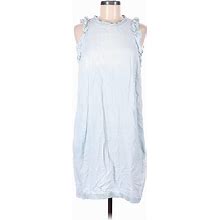 Cloth & Stone Casual Dress - Shift Crew Neck Sleeveless: Blue Print Dresses - Women's Size Medium