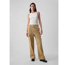 Women's Mid Rise Loose Khaki Cargo Pants By Gap Mojave Tan Tall Size 16