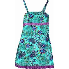 Xhilaration Dresses | Vtg Y2k Mint Green Purple Lace Paisley Floral Dress Babydoll Sz M | Color: Blue/Green | Size: M