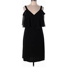 MSK Casual Dress - Mini V Neck Sleeveless: Black Print Dresses - Women's Size 10