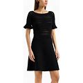 Emporio Armani Women's Multi Stitch Short Sleeve Knit Dress - Black - Size 44 IT/8 US
