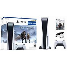Playstation 5 Upgraded 1.8Tb Disc Edition God Of War Ragnarok Bundle With AC Valhalla And Mytrix Controller Charger