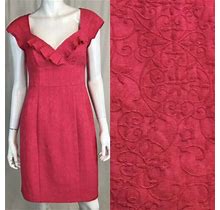$328 Nanette Lepore 4 Embroidered Sweetheart Sheath Pink Dress
