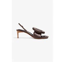 JACQUEMUS Cuscinu Buckled Leather Slingback Sandals - Women - Chocolate Heels - EU 40