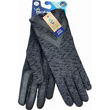 Womens Isotoner Smart Dri Smart Touch Gloves- Grey/Black Chevron L/Xl