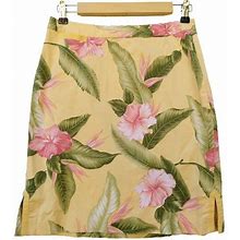 Tommy Bahama Vintage Hawaiian Print Skirt Size 4 Yellow Tropical Floral Print - Women | Color: Yellow | Size: S