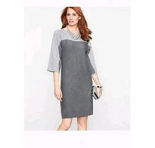Talbots Merino Wool Dress Sz S Petite Grey Colorblock Sweater Dress