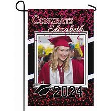 Personalized Photo Class Of 2024 Graduation Name Flag With Red Glitter For Graduation Party,Double Sided Graduation Banner Yard Outdoor Decoration Gra