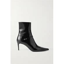 SAINT LAURENT Vendome Buckled Glossed-Leather Ankle Boots - Women - Black Boots - EU 41.5