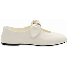 Co Women's Bow Leather Flats - Ivory - Size 10