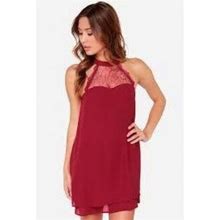 Lulu's Dresses | Lulus Red Lace Halter Flare Mini Dress, Xs | Color: Red | Size: Xs