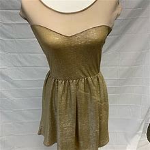 One Clothing Dresses | One Clothing Gold Dress With Sparkling Gold Mesh | Color: Gold | Size: M
