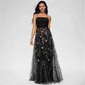 JJ's House A-Line Straight Floor-Length Tulle Formal Dress With Beading