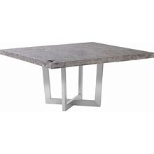Phillips Collection - Origins Dining Table, Gray Stone, Square, Brushed Stainless Steel Base - TH103802