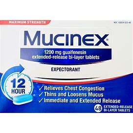 Mucinex Guaifenesin 1200Mg Mucus Relief Expectorant Tablets