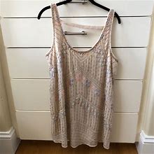 Free People Dresses | Only Worn Once!! Beaded Mini Dress | Color: Cream/Pink | Size: M