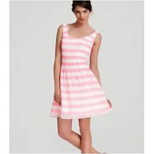 Lily Pulitzer Posey Dress Sz 6 Pink White Striped Zip Back Bra Snaps