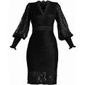 Tadashi Shoji Women's Lace Tucked Sheath Dress - Black - Size 4