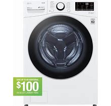 4.5 Cu. Ft. Large Capacity High Efficiency Stackable Smart Front Load Washer With Steam In White