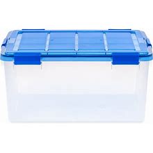 IRIS 15Gal. Clear Plastic Storage Boxes With Blue Lid, 4Ct.