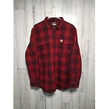 Carhartt Shirts | Carhartt Shirt Mens L Original Fit Flannel Long Sleeve Work Red Plaid Button Up | Color: Red | Size: L