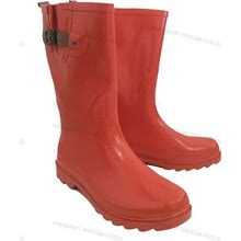 Womens Rain Boots Rubber Solid Colors Mid Height Wellies Mid Calf Snow