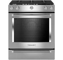 Kitchenaid 30-In 5 Burners 5.8-Cu Ft Self-Cleaning Slide-In Natural Gas Range (Stainless Steel) | KSGG700ESS