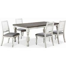 Furniture Of America Treon Wood 5-Piece Dining Table Set In Antique White