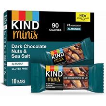 Kind Minis Gluten Free Dark Chocolate Nuts & Sea Salt Snack Bars, 0.7 Oz, 10 Ct
