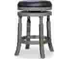 DTY Palmer Lake Swivel Stool, Weathered Gray/Black Leather Seat, 24" Counter Stool, Bar Stools, By DTY Indoor Living