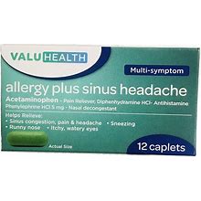 Valuhealth-Multi-Symptom Allergy Plus Sinus Headache. 12Caplets.