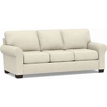 Buchanan Roll Arm Upholstered Grand Sofa 93.5", Polyester Wrapped Cushions, Basketweave Slub Oatmeal | Pottery Barn