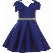Rare Editions Little Girls 2T-6X Mikado Bow Shoulder Easter Dress , , Royal5