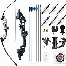 Archery 51" Takedown Recurve Bow And Arrows Set For Adults Metal Riser Longbow Kit Right Hand Straight Bow For Beginner Hunting Shooting Practice 30