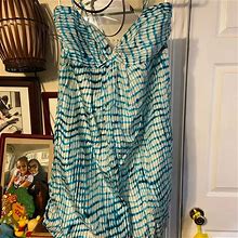 Ann Taylor Dresses | Ann Taylor Japanese Habotia Silk Dress | Color: Blue/White | Size: Size 14