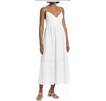 Nicholas Womens V-Neck Midi Length Dress White Sleeveless Linen Blend Size 2