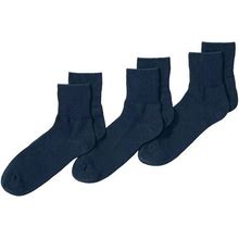 Men's Lands' End 3-Pack Cotton Rib Quarter-Crew Socks, Size: XL, Blue
