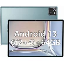 JUNINKE 10 Inch Tablet Android 13 Tablets, 6 (2+4) GB + 64GB ROM 512GB Expand, Quad-Core Processor, 1280X800 IPS Screen, GPS, FM, Wifi, Dual Camera,