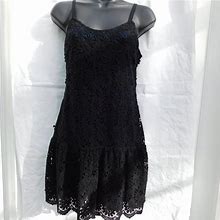 Alice + Olivia Dresses | Alice + Olivia Lace Knit Overlay Black Mini Dress | Color: Black/Blue | Size: 2