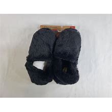 Dearfoams Women's Ellie Fluffy Snuggle Slipper Size Medium 7-8, Black