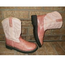 Old West Girl's 7 m Tubbies Pink Leather Cowgirl Boot/ Tb2219y /Croc